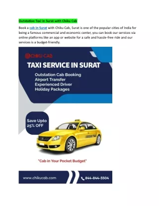 Outstation Taxi in Surat with Chiku Cab