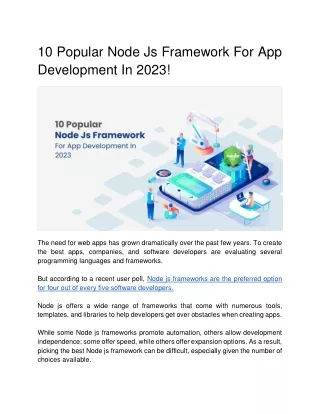 10 Popular Node Js Framework For App Development In 2023!