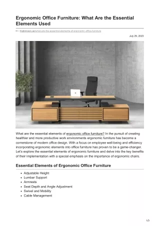 highmoon.ae-Ergonomic Office Furniture What Are the Essential Elements Used