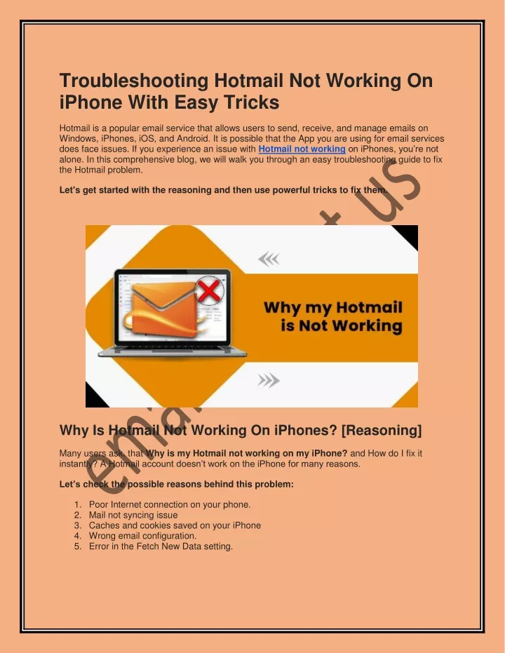 troubleshooting hotmail not working on iphone