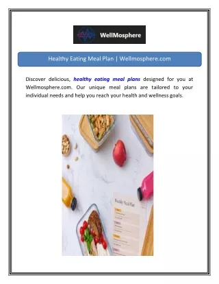 Healthy Eating Meal Plan Wellmosphere.com