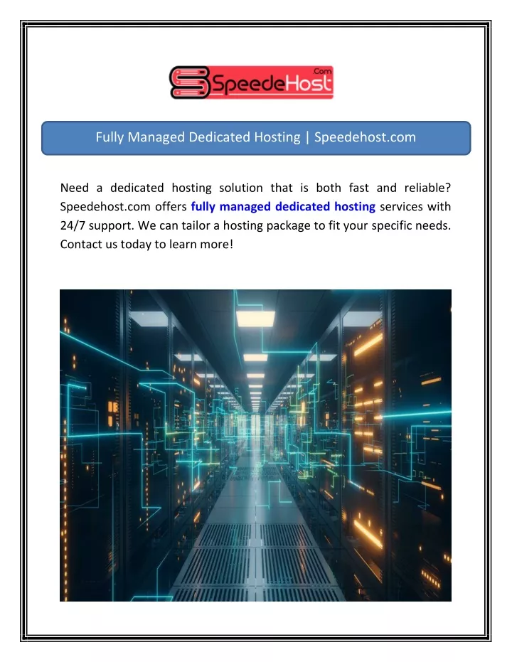 fully managed dedicated hosting speedehost com