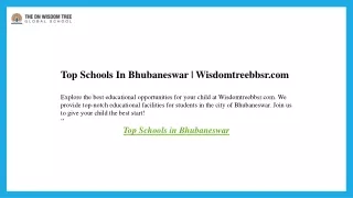 Top Schools In Bhubaneswar  Wisdomtreebbsr.com