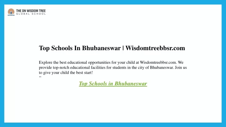top schools in bhubaneswar wisdomtreebbsr
