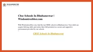 Cbse Schools In Bhubaneswar  Wisdomtreebbsr.com