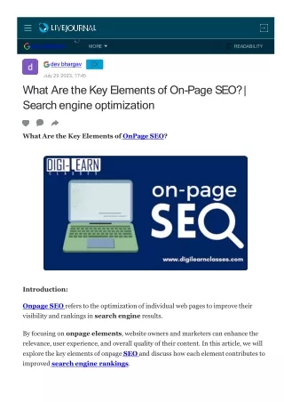 What Are the Key Elements of On-Page SEO? | Search engine optimization