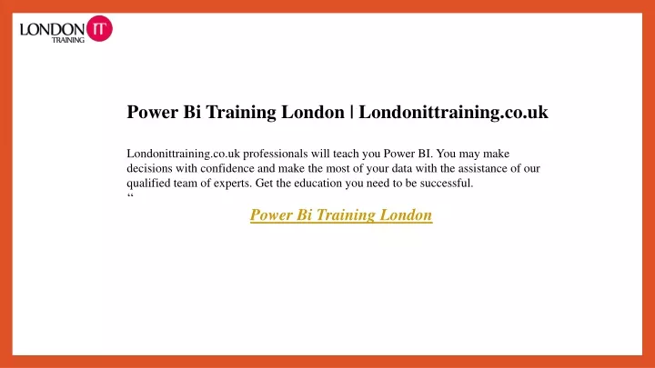 power bi training london londonittraining