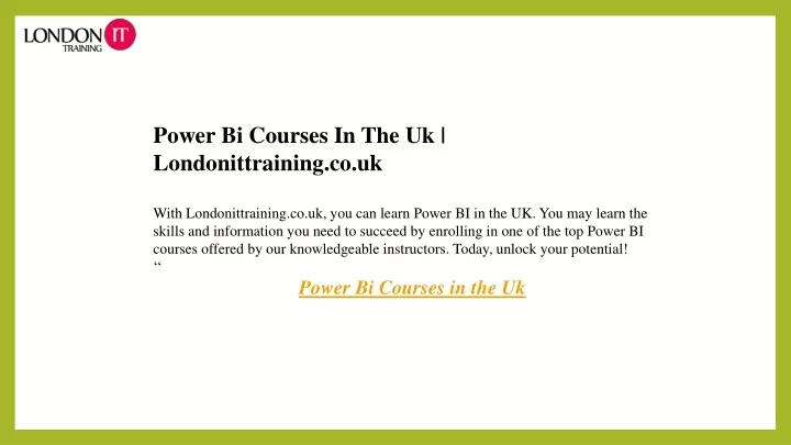 power bi courses in the uk londonittraining