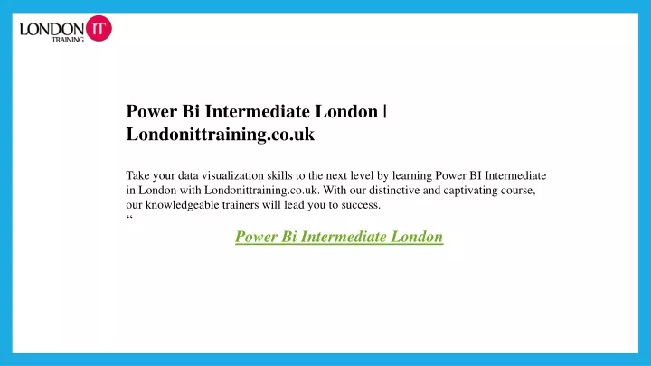 power bi intermediate london londonittraining