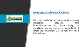 Landscape Installation In Kitchener Mountviewservices.com
