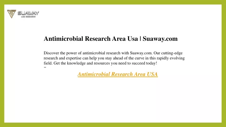 antimicrobial research area usa suaway