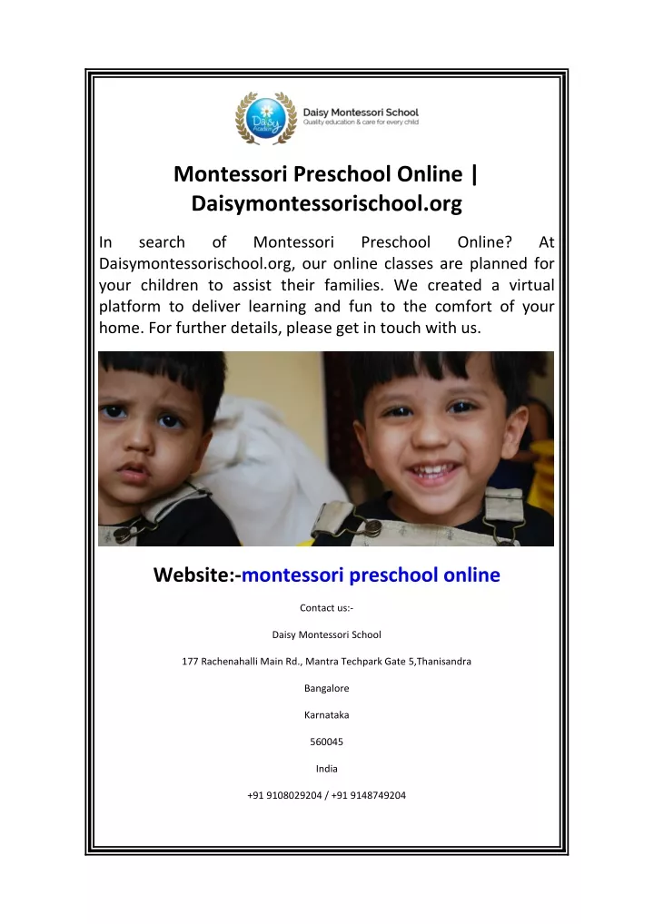 montessori preschool online daisymontessorischool