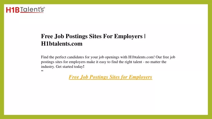 free job postings sites for employers h1btalents