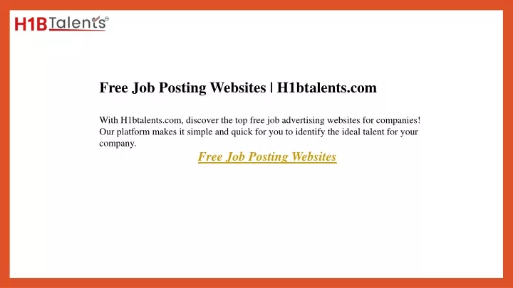 free job posting websites h1btalents com with