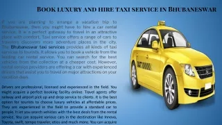 Book luxury and hire taxi service in Bhubaneswar
