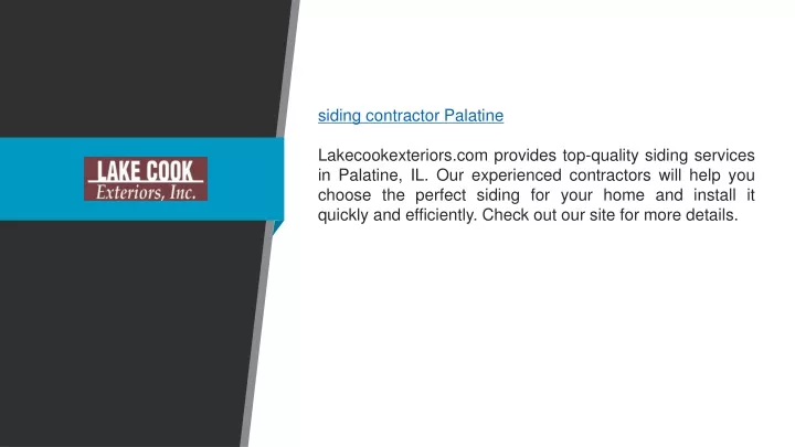 siding contractor palatine lakecookexteriors