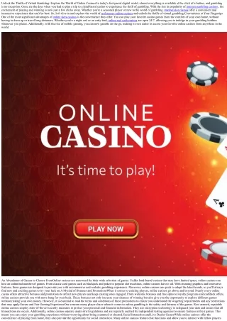 Unlock the Thrills of Virtual Gambling: Explore the World of Online Casinos