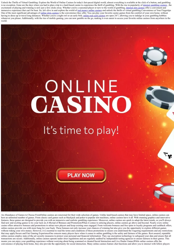 unlock the thrills of virtual gambling explore