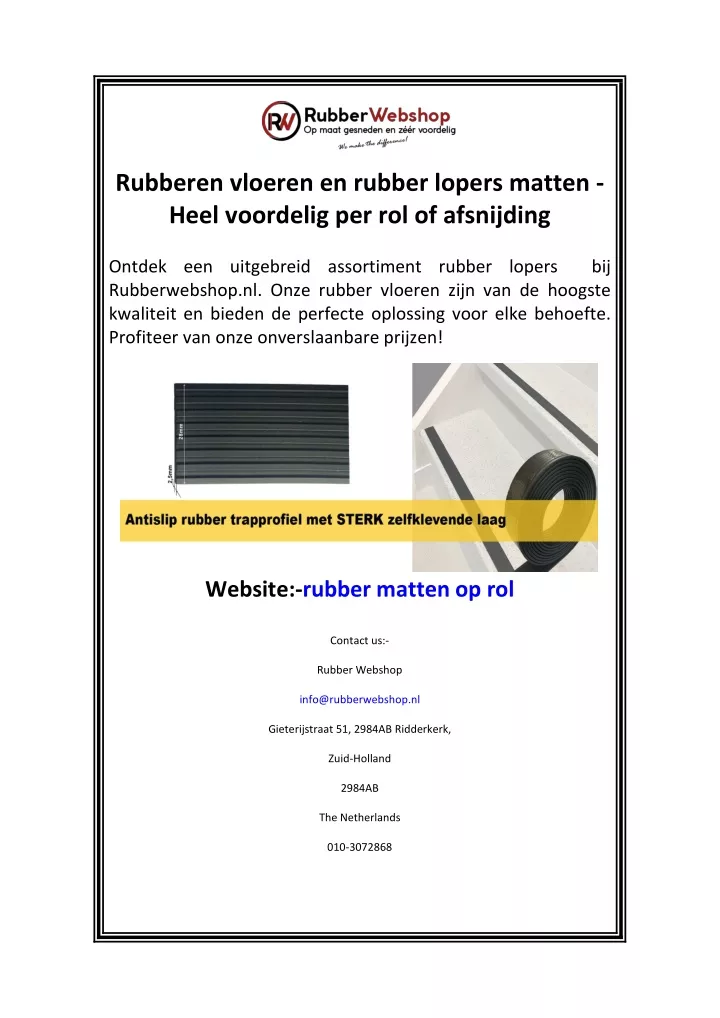 rubberen vloeren en rubber lopers matten heel