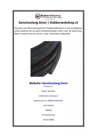 benzineslang 6mm  Rubberwebshop.nl