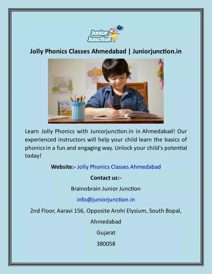 jolly phonics classes ahmedabad juniorjunction in