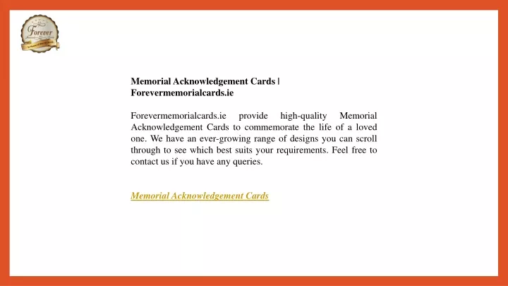 memorial acknowledgement cards