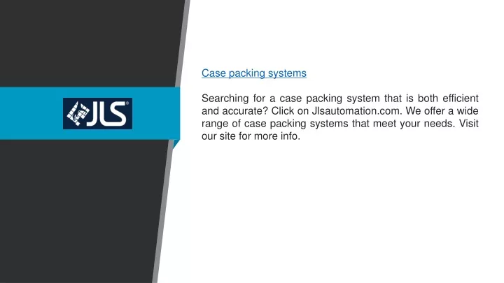 case packing systems searching for a case packing