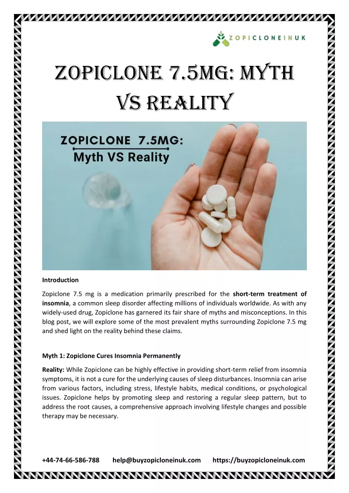 zopiclone 7 5mg myth vs reality