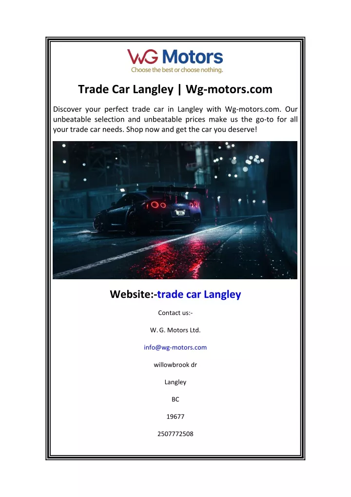 trade car langley wg motors com