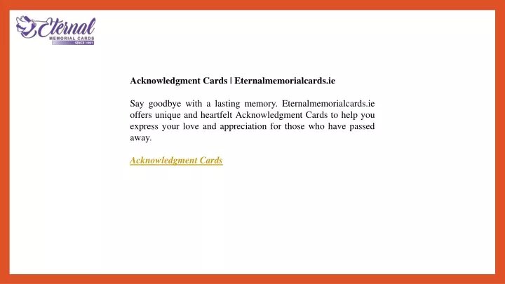 acknowledgment cards eternalmemorialcards