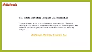 Real Estate Marketing Company Usa  Nureach.co