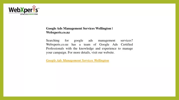 google ads management services wellington