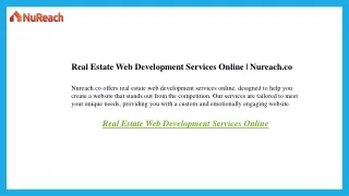 Real Estate Web Development Services Online  Nureach.co