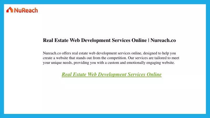 real estate web development services online