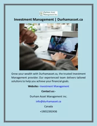 Investment Management  Durhamasset.ca