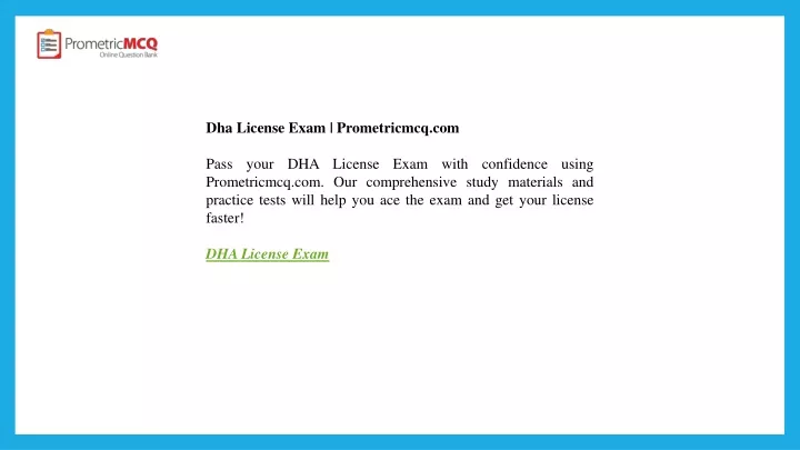 dha license exam prometricmcq com pass your