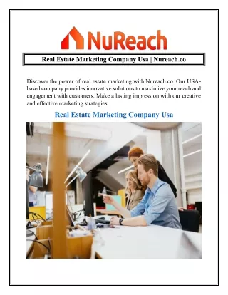 Real Estate Marketing Company Usa  Nureach.co