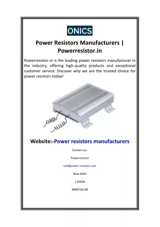 Power Resistors Manufacturers  Powerresistor.in