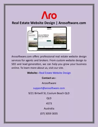 Real Estate Website Design  Arosoftware
