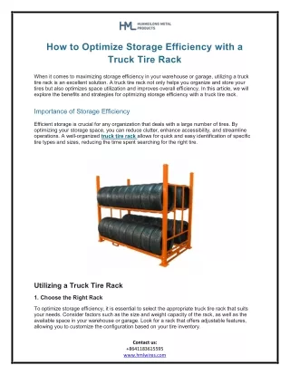 How to Optimize Storage Efficiency with a Truck Tire Rack