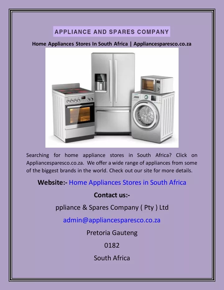 home appliances stores in south africa