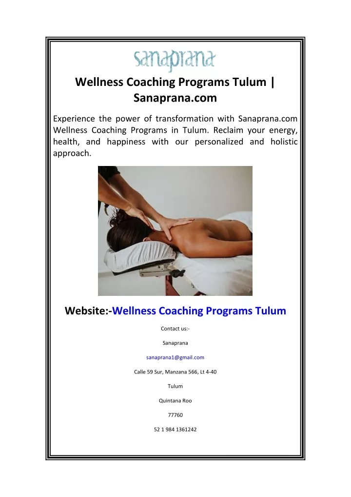 wellness coaching programs tulum sanaprana com