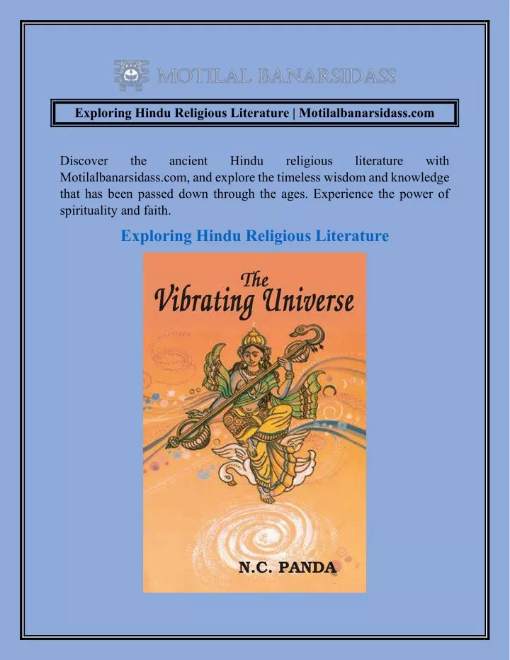 exploring hindu religious literature