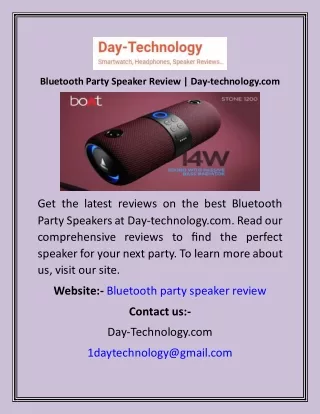 Bluetooth Party Speaker Review Day-technology
