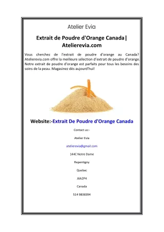 Extrait de Poudre d'Orange Canada Atelierevia.com