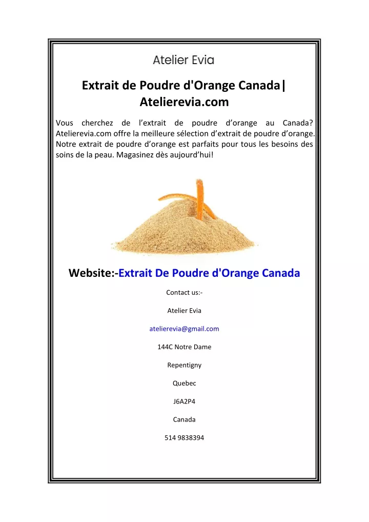 extrait de poudre d orange canada atelierevia com