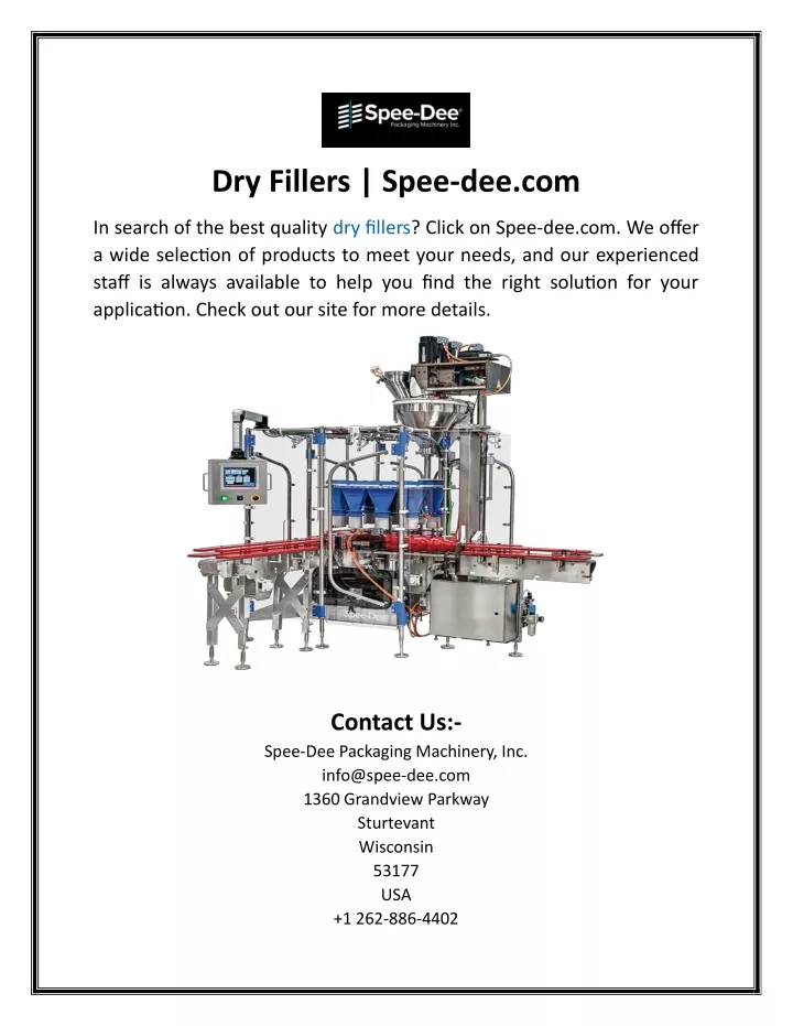 dry fillers spee dee com