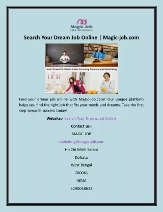 Search Your Dream Job Online  Magic-job