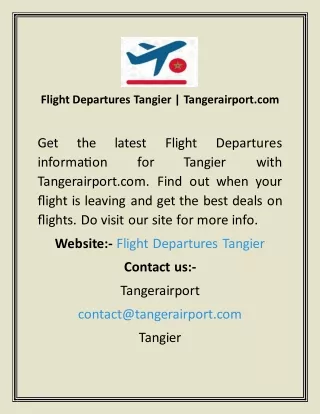 Flight Departures Tangier  Tangerairport