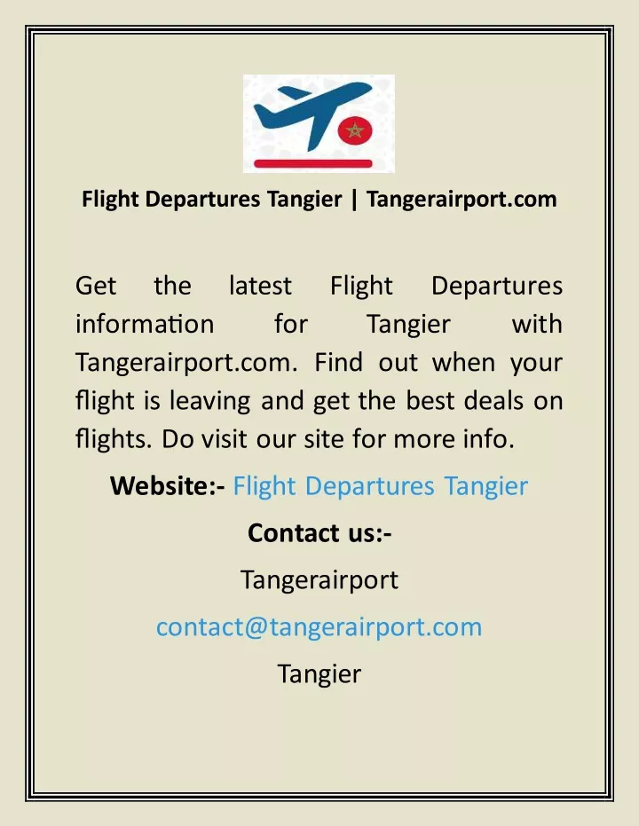 flight departures tangier tangerairport com